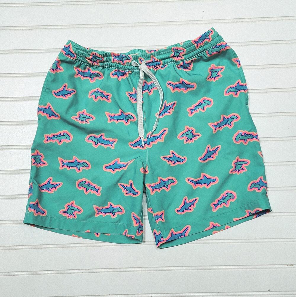 Chubbies The Apex Swimmers Lined Youth Swim Trunks Size L 14-16 Mint Green Shark